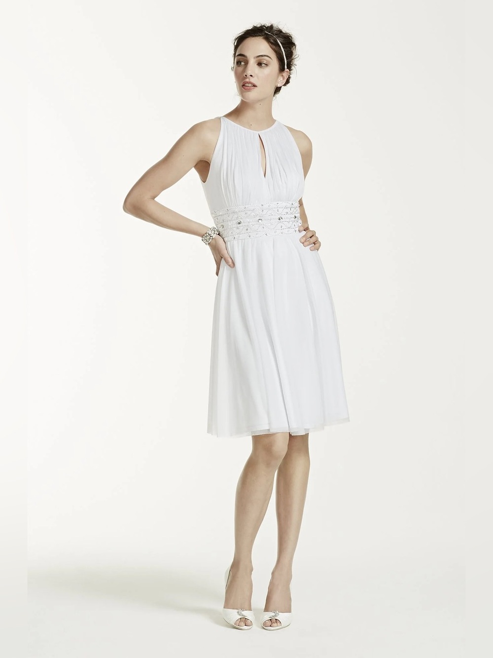 NWT: DB STUDIO🌟
Short Halter Mesh Dress with Beaded Waistline🌟